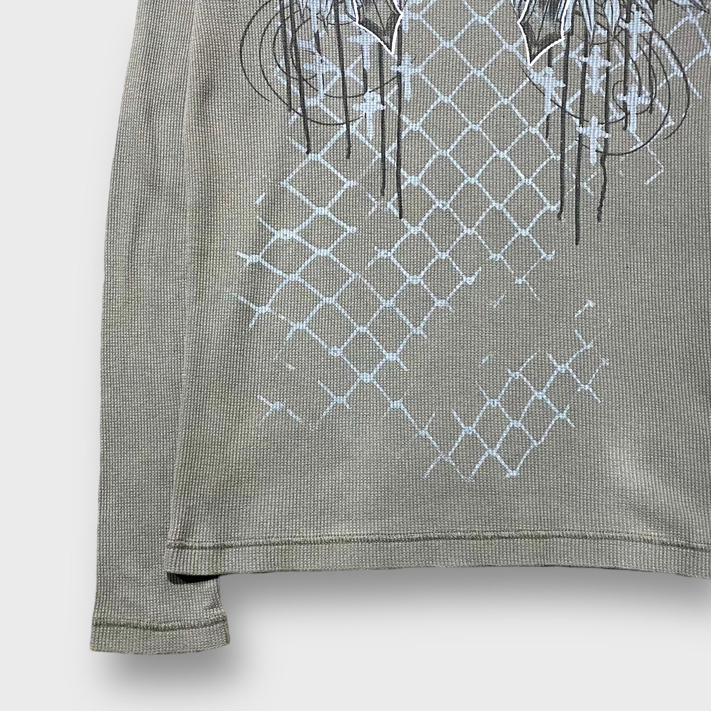 "MMA ELITE" Skull design thermal knit sweater