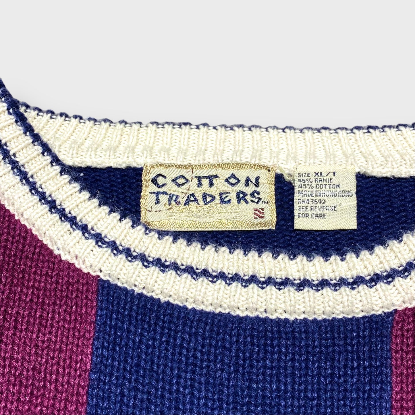 Stripe × argyle pattern golf knit sweater