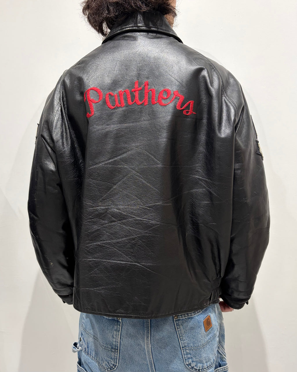 80-90’s patch design leather jacket