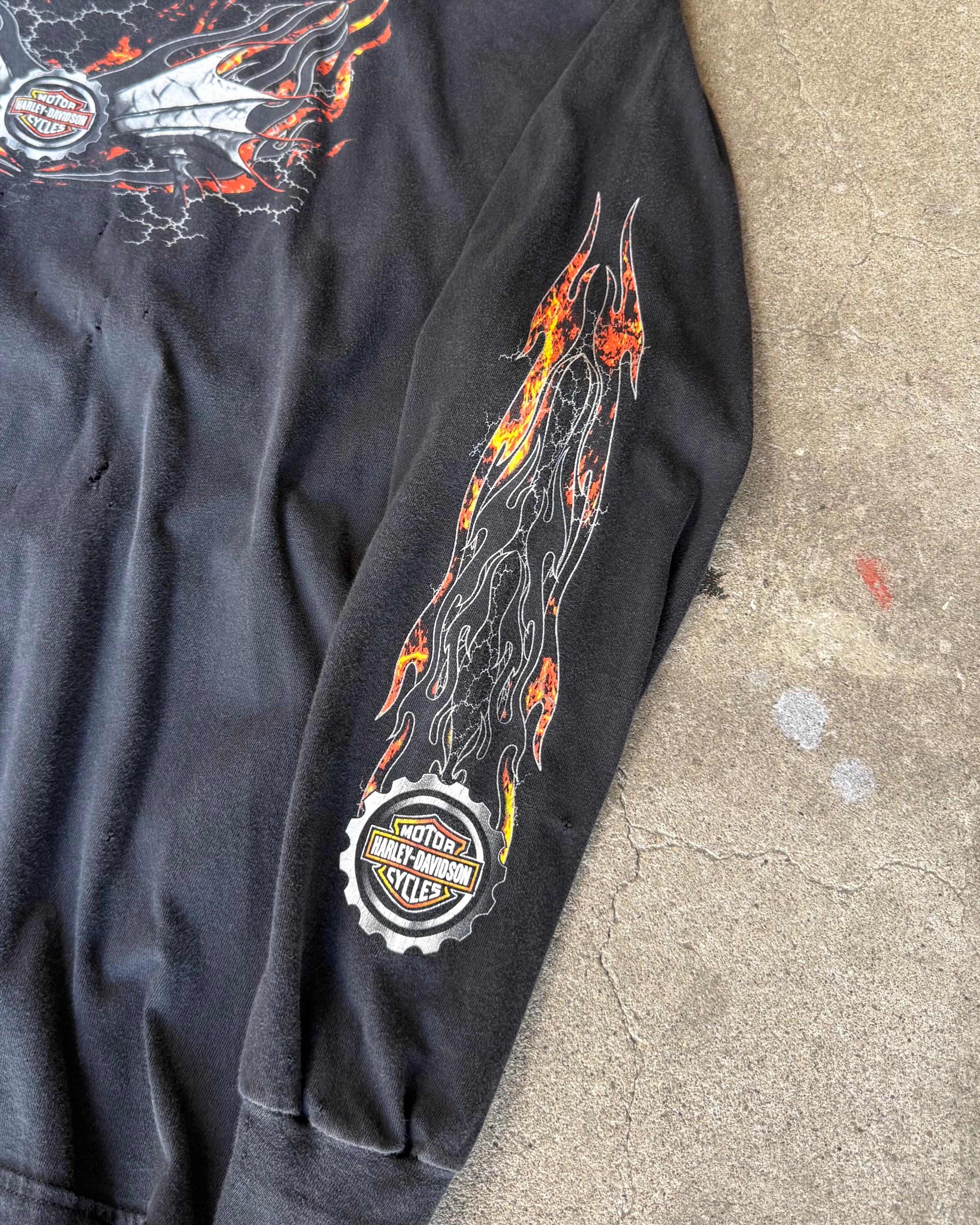 00’s “HARLEY DAVIDSON” flame pattern l/s t-shirt XX-LARGE