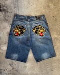 90-00’s “Ed Hardy” embroidery buggy short denim