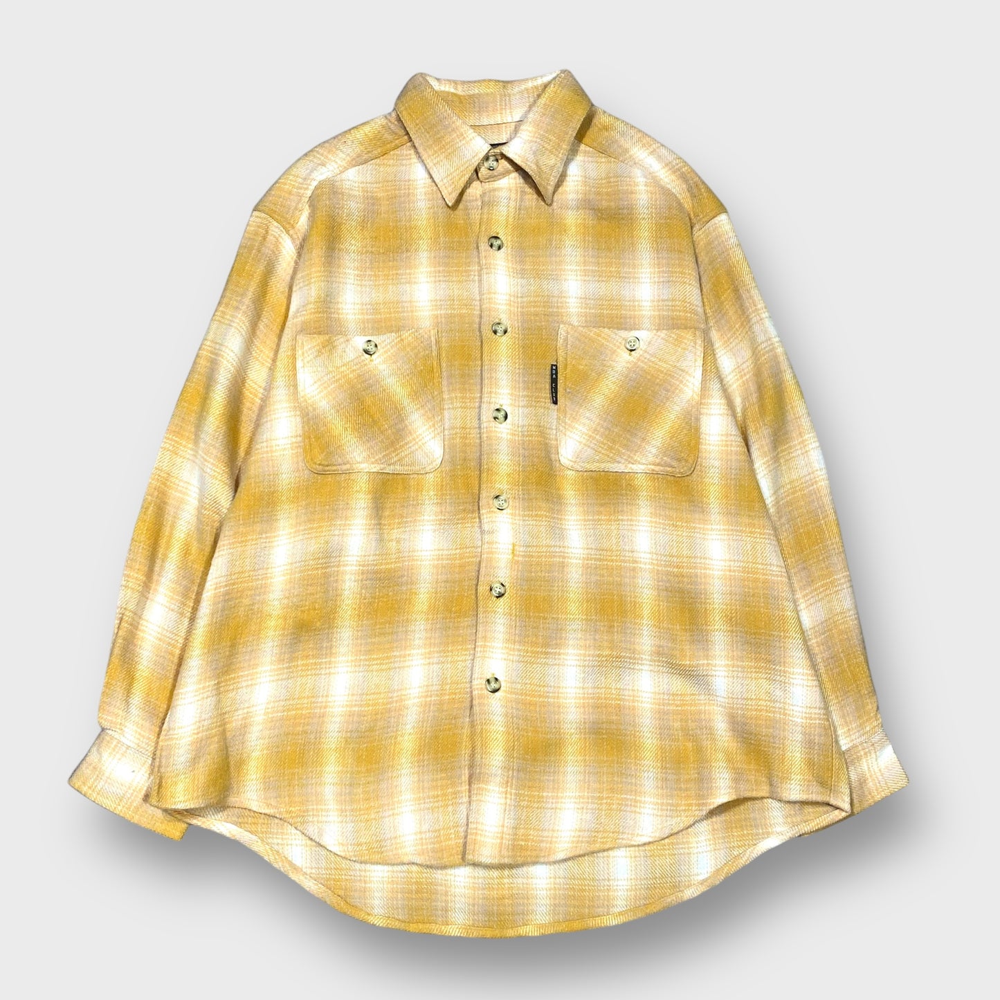 90's "MBA" Ombre check pattern heavy flannel shirt