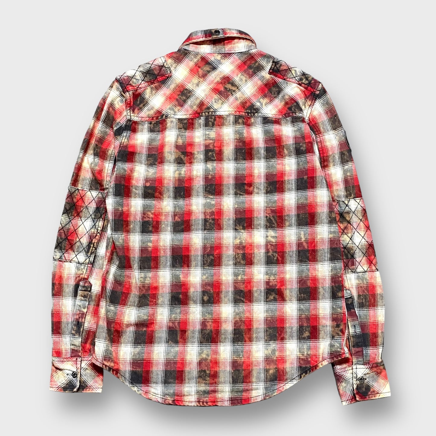"AFFLICTION" Ombre check pattern shirt