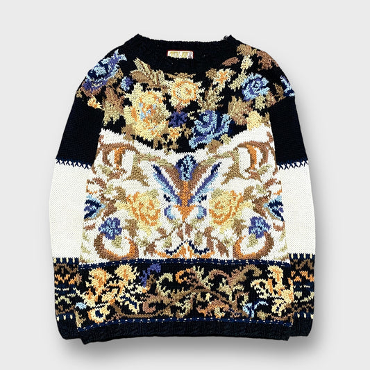 "CRYSTAL-KOBE" Allover pattern cotton knit sweater