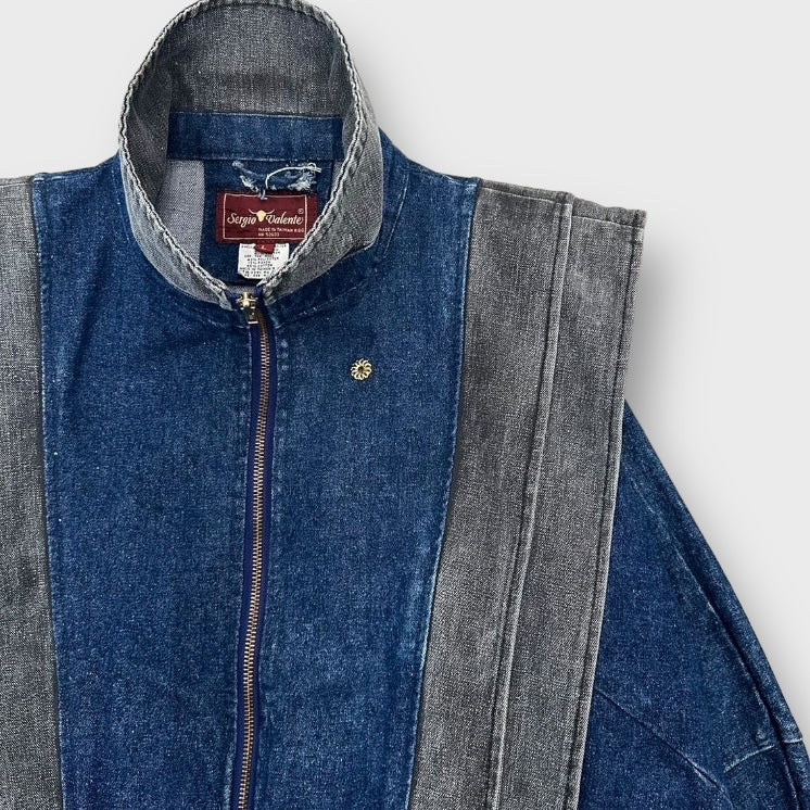 90’s "Seirgio Valente" Two tone hi-neck denim jacket