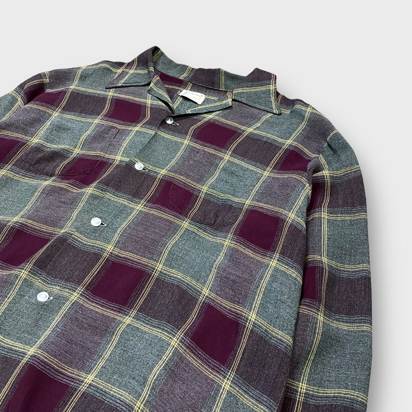60's "Penneys TOWNCRAFT" Ombre check pattern rayon shirt