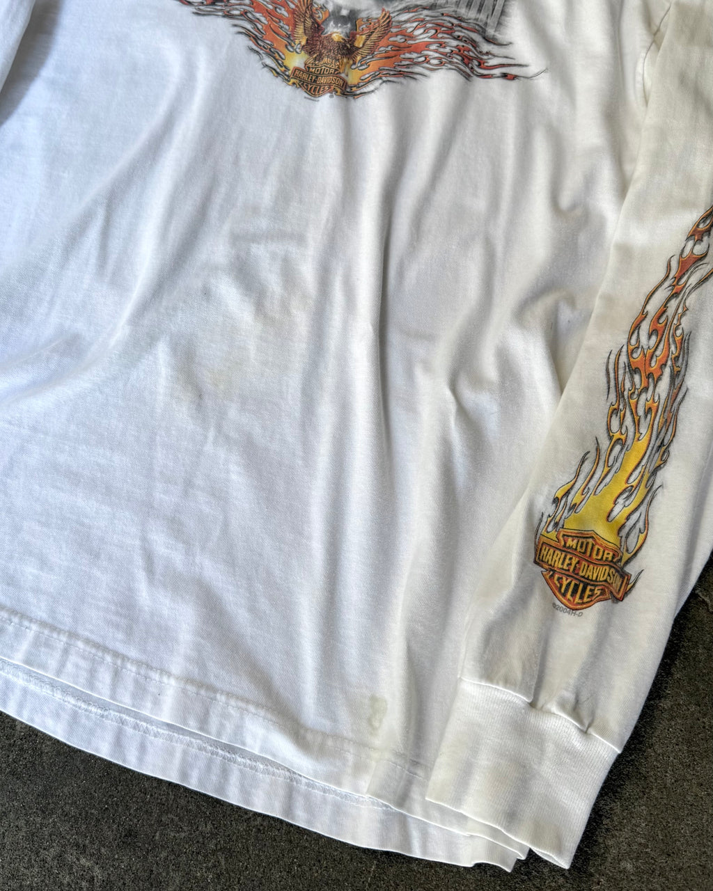 00’s “HARLEY DAVIDSON” flame pattern l/s t-shirt LARGE