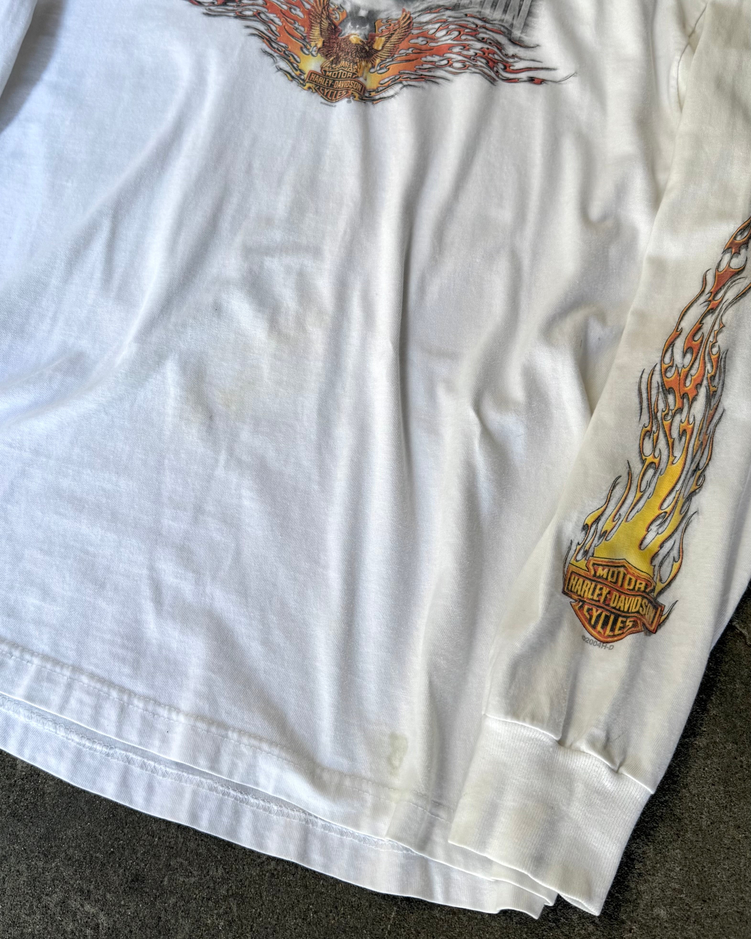 00’s “HARLEY DAVIDSON” flame pattern l/s t-shirt LARGE