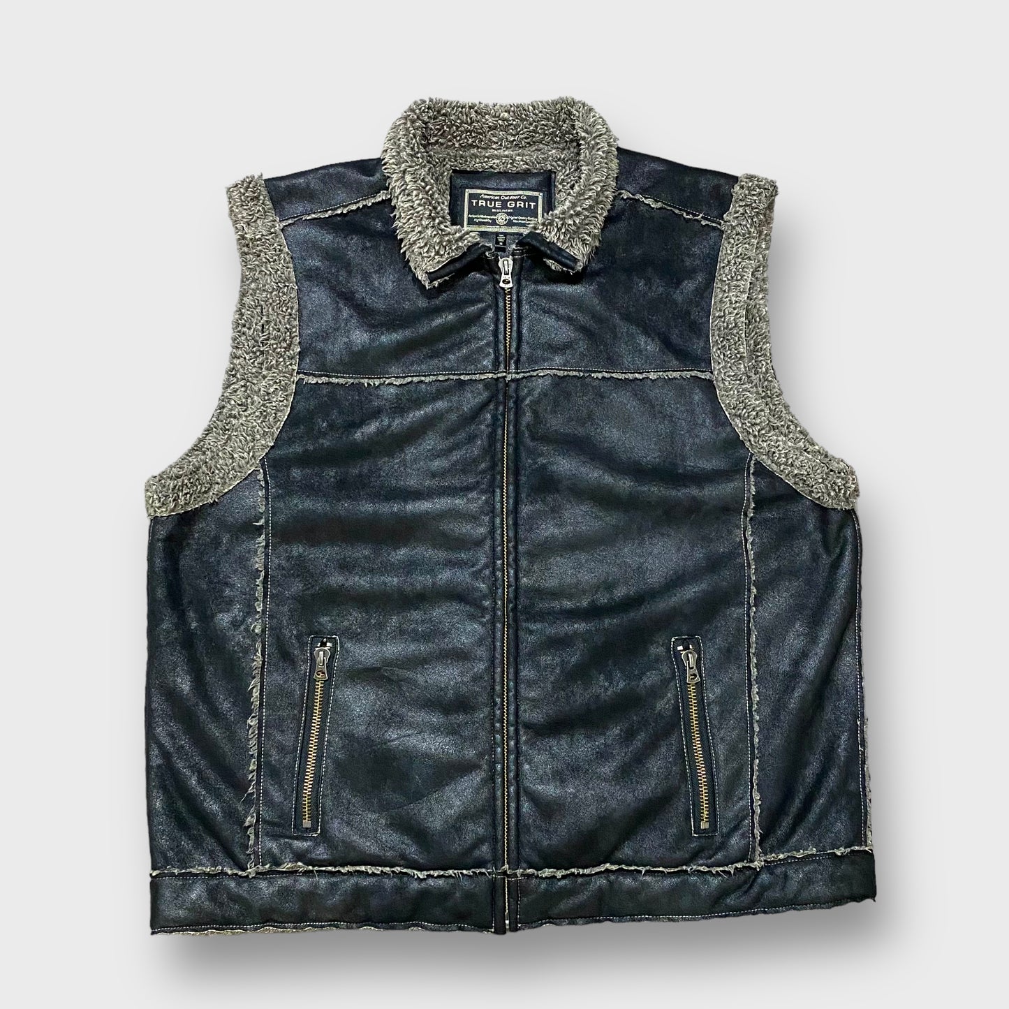 Fur switching leather vest