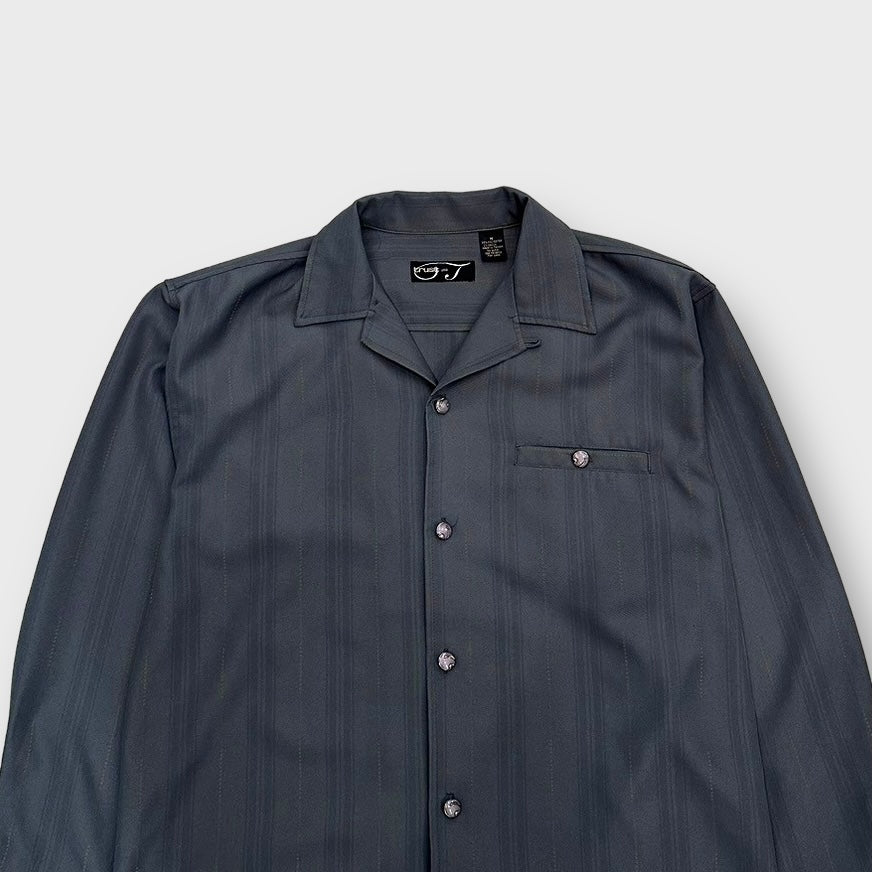 90's-00's "Trust usa" Stripe pattern shirt