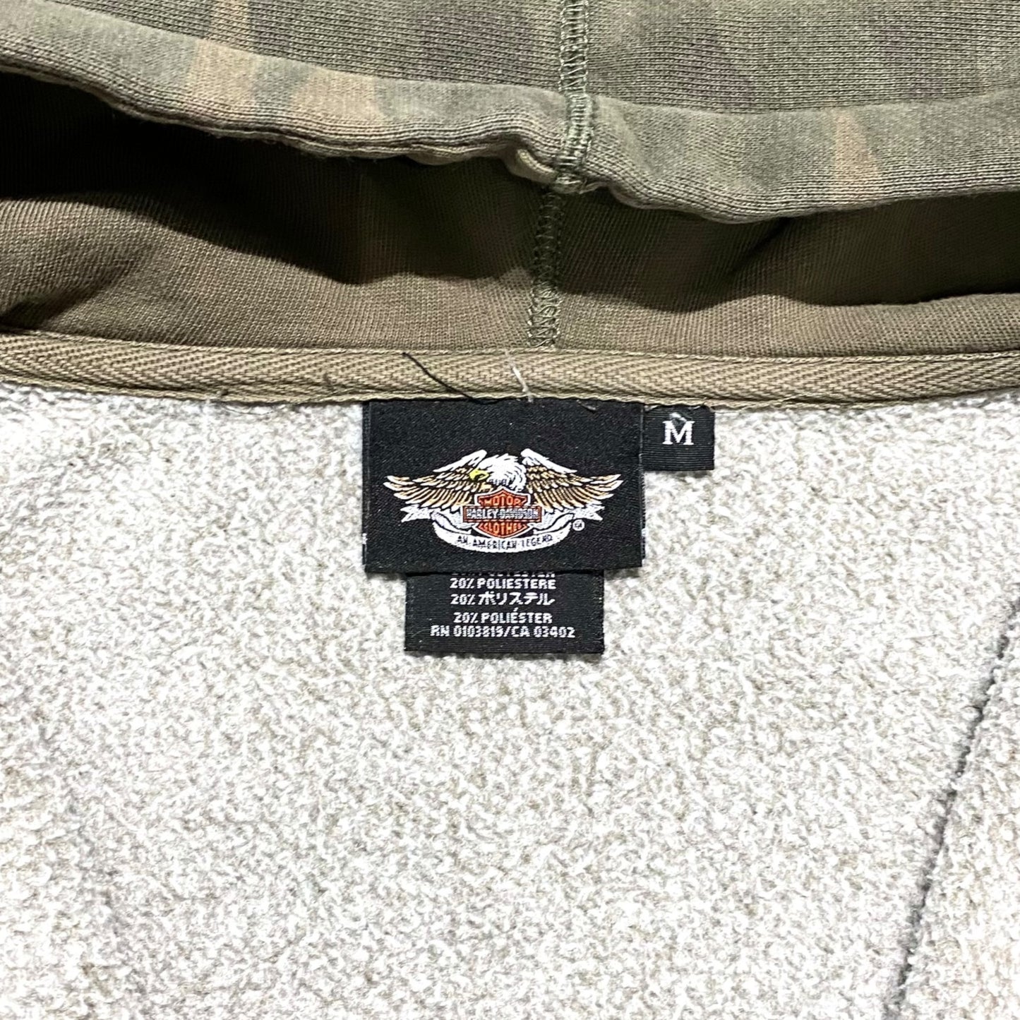 "Harley-Davidson" Camouflage pattern full zip hoodie