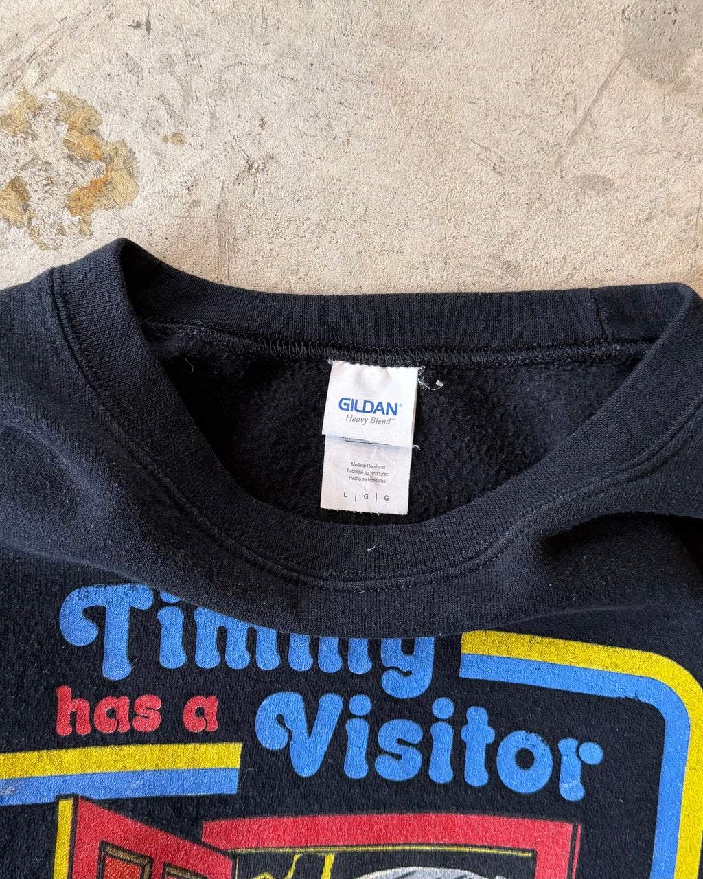 00’s STEVEN RHODES “Timmy has a Visitor” crew neck sweat LARGE
